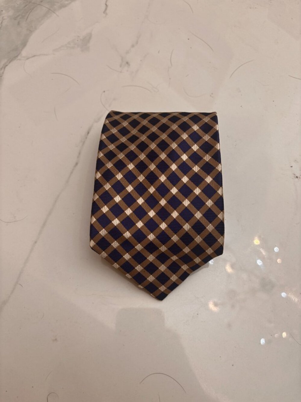 OXXFORD CLOTHES Tie (Brown/Navy, Silk)